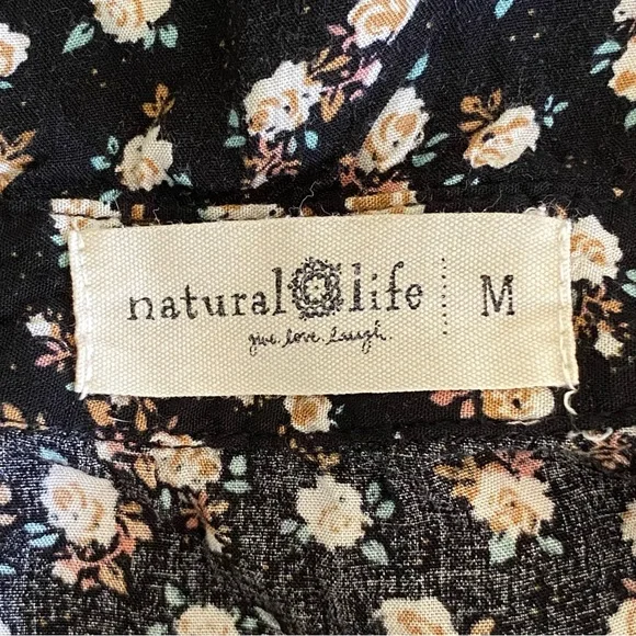 Natural Life Rebecca Midi Dress Dark Floral Boho Prairie Tiered Cottage Core M - Picture 7 of 10
